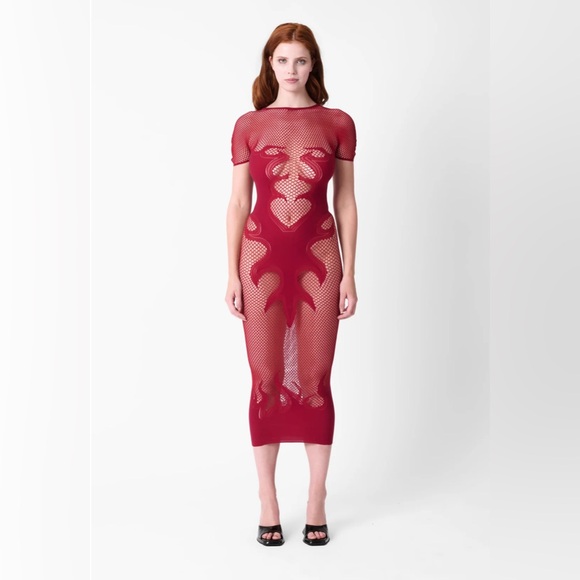 POSTER GIRL Dresses & Skirts - POSTER GIRL Red Mesh Maxi Dress